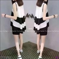 ราคา Garden Clothes ชุดเซ็ท SET 2ชิ้น เสื้อลายริ้วขาวกรมทรงหางปลา+กางเกง สีดำ (1732225615722744511)