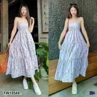 ราคา Garden Clothes ชุดเดรส เดรสยาว อกจีบ ลายดอก หลังสม็อค .. สีม่วง (1732218729887599295)