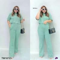 ราคา Garden Clothes ชุดเซ็ท SET 2 ชิ้น #BIGSIZE เสื้อครอป + กางเกงขาม้า .. สีเขียว (1732225631976655551)