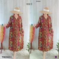 ราคา Garden Clothes ชุดเดรส ชุดเดรสคอวี ทรงปล่อย แขนยาวปล่อยปลายแขน .. สีลาย 2 (1732218710181972671)