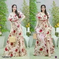 ราคา Garden Clothes ชุดเดรส แมกซี่เดรสเปิดไหล่ 2 ชั้น ผ่าหน้าระบาย .. สีชมพู (1732225624319822527)