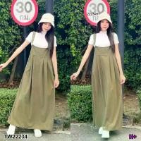 ราคา Garden Clothes ชุดจั๊มสูท เอี๊ยมกระโปรงยาว ผ้าลูกฟูก สายเอี๊ยมปรับได้ .. สีเขียวขี้ม้า (1732218765597641407)