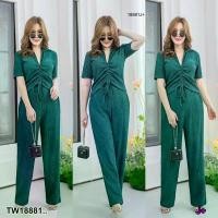ราคา Garden Clothes ชุดเซ็ท SET 2 ชิ้น #สาวอวบ เสื้อรูดหน้า + กางเกงขายาว .. สีเขียว (1732225656558422719)
