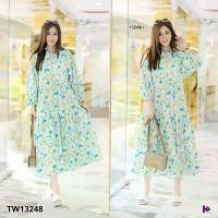 ราคา Garden Clothes ชุดเดรส เดรสยาว #สาวอวบ แขนยาวลายดอก สีฟ้า (1732225630903372479)
