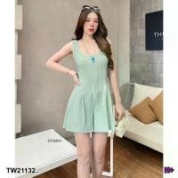 ราคา Garden Clothes ชุดจั๊มสูท จั้มสูทขาสั้น แขนกุด คอเหลี่ยม .. สีเขียว (1732218723670395583)
