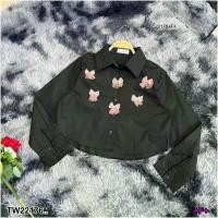 ราคา Garden Clothes เสื้อเชิ้ต & เบลาส์ เสื้อเชิ้ตครอปแขนยาว ติดโบว์ชมพู .. สีดำ (1732218713395202751)