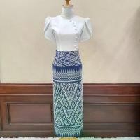ราคา ถ1 ผ้าถุงตัดสำเร็จ ผ้าฝ้ายมัดหมี่ย้อมคราม (1729640578625734975)