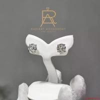 ราคา แบบพกพา ของแท้ - ***ต่างหูเงินแท้ ฝังเพชร Moissanite 4 กะรัต ชุบทองคำขาว ดีไซน์เรียบหรู (1731913290722543783)