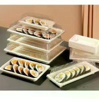 ราคา กล่องซูชิ Sushi -ขนม-เค้ก กระดาษเคลือบกันน้ำ-น้ำมัน ฝาใส แพ็ค 50 ชิ้น (1731623555773138079)