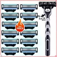 ราคา [จัดส่งทันที] TH Beauty Salon Gillette Mach ผลิตในประเทศเยอรมนี 3 ใบมีดโกนหนวดเทอร์โบด้วยมือ + มีดโกน 5 ใบคู่มือผู้ชายนำเข้ามีดโกน 3 ใบพร้อมใบมีด 12 ใบ (1731586163570017619)