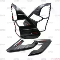 ราคา Persuadeshop41 แบบพกพา ชุด คิ้วไฟหน้า+ครอบไฟท้าย โลโก้แดง "TRD" สีดำด้าน สำหรับ Toyota Revo 4x4 ปี 2020-2021 car รถจักร รถยนต์ Led (1731616316243740914)