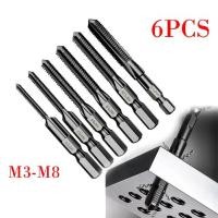 ราคา ชุดดอกสว่านเจาะต๊าป 6 ชิ้น ก้านหกเหลี่ยม วัสดุ HSS ขนาดตั้งแต่ M3 ถึง M10 ดอกกัดเกลียว เครื่องผสมเคาน์เตอร์ เครื่องมือช่าง เหมาะสำหรับงานไม้ พลาสติก โลหะ และอุปกรณ์เวิร์กช็อป (1731305106137908414)