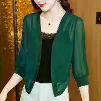 ราคา เสื้อชีฟอง แขนสามส่วน สำหรับผู้หญิง ฤดูใบไม้ผลิและฤดูร้อน บาง คาร์ดิแกน เครื่องปรับอากาศ แขนสั้นเล็ก กันแดด เสื้อสตรี (1731077311410899447)