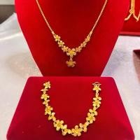ราคา สร้อยคอ งานพรีมาโกลด์ ลายดอกไม้ 1 บาท พร้อมข้อมือ 2 สลึง ทองเหมือนแท้ สร้อยคอ ผู้หญิง ทอง เหมือนจริง (1731866121498101869)