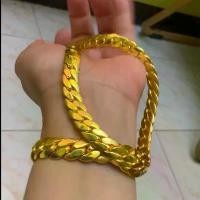 ราคา สร้อยคอ-ข้อมือบิดนูนตันขัดเงาคอ10บ.มือ5บ.ตัวเส้น12มิล ทองหุ้มฟรีกล่องฟรีตะขอ (1731788004355115624)