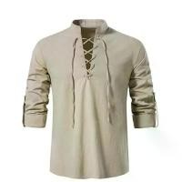 ราคา เสื้อเชิ้ตคอวีผู้ชาย แฟชั่น วินเทจ บาง เสื้อแขนยาว ลำลอง ระบายอากาศ ลูกไม้ด้านหน้า เสื้อผู้ชาย 2022 มาใหม่ (1730179554851654141)