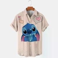 ราคา เสื้อเชิ้ตแขนสั้นลายการ์ตูน Disney แบรนด์ Stitch และ Winnie The Pooh คอลเลคชั่นฤดูร้อนใหม่ พิมพ์ลาย 3 มิติ ทรงสลิมฟิต เสื้อผู้ชาย เสื้อคอปก (1731543229732259585)