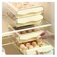 ราคา กล่องเก็บไข่ ตู้เย็น แบบลิ้นชัก กล่องเก็บของสด กล่องใส่ไข่ในครัว วางซ้อนกันได้ ชั้นวางไข่สองชั้น สำหรับไข่ (1731293196880282665)