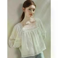 ราคา เสื้อยืด เปิดไหล่ ไซส์ใหญ่ สไตล์วินเทจ เสื้อตุ๊กตา เสื้อลูกไม้ เย็บสีขาว สไตล์สาวๆ สไตล์ฝรั่งเศส แขนพัฟ เรียบหรู เสื้อผู้หญิง (1731538618125943958)