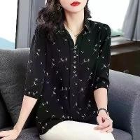 ราคา เสื้อเชิ้ต ผ้าชีฟอง แขนสามส่วน เสื้อผู้หญิง ฤดูใบไม้ผลิและฤดูร้อน ใหม่ แม่ ลายดอกไม้ เสื้อเชิ้ตแขนกลาง ทรงหลวม (1730895393725843555)