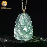 ราคา จี้ Jadeite, ธรรมชาติ A, น้ำสีฟ้าสีเหลืองพระเจ้าแห่งความมั่งคั่งน้ำแข็งฝังหัวเข็มขัด, จี้แฟชั่นสำหรับผู้ชายและผู้หญิง (1731513061362599576)