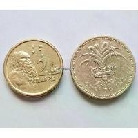 ราคา เหรียญที่ระลึก (สะสม) *ชุด 2 เหรียญ* 1 Pound 1990 Elizabeth II ~2 Dollars Australia 1988 Elizabeth II ขายดี (1731701944092821266)