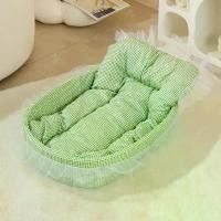 ราคา เตียงแมว เตียงสุนัขทุกฤดูกาล ไม่ติดกระทะ เหมาะสำหรับสัตว์เลี้ยงขนาดเล็ก เช่น เท็ดดี้และบิชอน น้ำหนักเบา นุ่ม พร้อมขนแปรงล้างทำความสะอาดได้ พรมปูพื้น ให้ สุนัข ที่ นอนแมว หลุม (1732330025555822638)