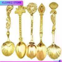 ราคา PalatablePerch คุณภาพรับประกันได้ KLOMKZ 5PCS ทองสีทอง ชุดช้อนกาแฟขนาดเล็ก กางเกงขาสั้นแบบสั้น 4.3นิ้วค่ะ ที่ตักอาหารโบราณ อุปกรณ์บนโต๊ะอาหาร เหล็กไร้สนิม ช้อนชาสำหรับชงชา สำหรับ (1731028514749451124)
