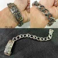 ราคา สร้อยข้อมือ โครมฮาท Floral Cross chrome hearts สแตนเลสแท้100% โซ่ โซ่ข้อมือ เลสข้อมือ ข้อมือ (1729506124022385045)