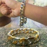 ราคา สร้อยข้อมือ Vehement สองกษัตริย์ ทองเงิน สแตนเลสแท้100% โซ่ โซ่ข้อมือ เลสข้อมือ ข้อมือ กำไล ผู้ชาย (1729446028065409429)