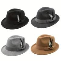 ราคา หมวก Fedora คลาสสิก, Flongo, สำหรับผู้ชายและผู้หญิง, ปีกสั้น, หมวกขนสัตว์สักหลาด, หมวกชุดปานามา (1731193982187832588)