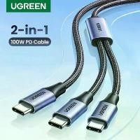 ราคา สายชาร์จ USB C to USB C PD, UGREEN, 100W, 2 in 1, รองรับการชาร์จเร็ว, เข้ากันได้กับ iPhone 15 Pro, Galaxy S24, แล็ปท็อป, 5A USB Type C, สายชาร์จ, 2 in 1 USB (1731739008210274261)