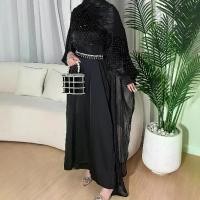 ราคา เสื้อผ้ามุสลิม, เสื้อคลุม Abaya, เสื้อคลุม Starry Sky, สำหรับผู้หญิง, การค้าต่างประเทศข้ามพรมแดน, สีดำ มินิเดรส ผ่า หน้า อิสลาม เสื้อรายอฮัจญ์ ผู้หญิง ชุดเซ็ต ผ้าร่องเกาหลี เ (1731690334542006211)