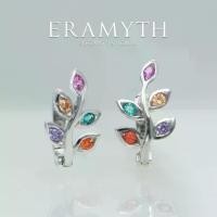 ราคา Eramyth Jewelry : ต่างหู ใบมะกอก ฝังเพชรสวิส CZ Multi-Colors เงินแท้ 92.5 ชุบทองคำขาว SH-0171-R01 (1729935657069152719)