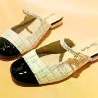 ราคา Shoe Story รองเท้าส้นแบน Mary Jane Groove Tweed (1731791033065375891)