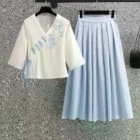 ราคา ชุดทูพีซ กระโปรง เอวยางยืด สไตล์ฮั่นฝู จี้พู่ ดีไซน์ปรับปรุง ฤดูใบไม้ผลิ/ฤดูร้อน สไตล์จีนใหม่ ปักลายสไตล์ประจำชาติ มาใหม่ ชุด นาง ป้าย ชุด ผ้า ไทย สาวอวบ ไซส์ ใหญ่ (1731389510164842251)