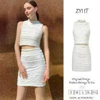 ราคา ชุดทูพีซ ZYHT สำหรับผู้หญิง สไตล์ชาแนล เสื้อครอป ประดับเพชร กระโปรง 50427 (S-XL) Clothing Women Lady ฮีทเทค (1729750324832995744)