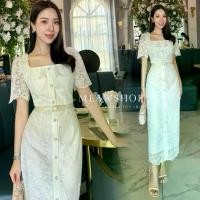 ราคา เดรสลูกไม้+เข็มขัด S-XL ชุดไปวัด ชุดทำบุญ ชุดออกงาน ชุดไปงาน ชุดแฟนนาค ชุดงานบวช ชุดทำงานผู้หญิง ชุดครู ชุดเดรสสีขาว abg (1731788390225250846)