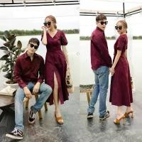 ราคา ️VSM COUPLE #4363 Set3ชิ้น เชิ้ต+เดรส+เข็มขัด ชุดคู่ออกงาน สีแดง ชุดถ่ายพรีเวดดิ้ง Women ผู้หญิง Clothing คู่รัก Suit สูท เสื้อยืดคู่ (1731248426868902179)