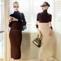 ราคา พร้อมส่ง เดรสผ้าร่องไหมพรมคอเต่าทูโทนเข้ารูป งานป้าย vshopbrand พราง หุ่น 2025 အ င ် း က ျ ီ Clothing Women ผู้หญิง Dress เสื้อผ้า Cream ชุด คลุม ท้อง ให้ นม bymom (1731506206090955010)