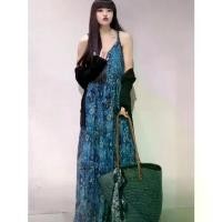 ราคา เดรสลายดอกไม้สีน้ำเงินเข้ม เดรสสายเดี่ยว เดรสยาว เรียบหรู เรียบง่าย สไตล์ขี้เกียจ เหมาะสำหรับฤดูร้อน ถ่ายภาพวันหยุด ถ่ายรูป ซับในยาวมาก เรียบหรูสุดๆ ชุด ให้ นม เดรส ให้ นม (1731262041216681463)