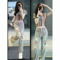 ราคา ชุดเสื้อยืดแขนสั้น แฟชั่นฤดูร้อน ปี 2024 มาใหม่ เสื้อยืดแขนสั้น กางเกงยีนส์ขาด สำหรับตัวเลขเล็ก ชา เขียว อร่อย ชุดพลีทสวยๆร้าน pleatbynisa เดรส อัด พลีท (1731698956566431581)