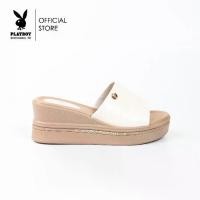 ราคา PLAYBOY รุ่น PLAYBOY Wedge shoes รองเท้าส้นสูง(ส้นเตารีด) รหัสST-H251C1199 ดีไซน์แบบสวมปั้มลายโลโก้ติดอะไหล่ทอง สกรีนโลโก้ข้าง 2สี Classic Black/Ivory White (1731798101752842383)