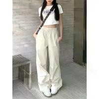 ราคา กางเกงขาสั้นผู้หญิง เอวสูง สไตล์ร่มชูชีพ เหมาะสำหรับชุดทำงาน กางเกงลำลอง สำหรับผู้หญิง ใส่หน้าร้อน ทรงหลวม ขากว้าง ผ้าบาง สไตล์อเมริกัน ฮิปฮอป กางเกงสีขาว ขายาว ลินิน ขาม้า ข (1731731063482190538)