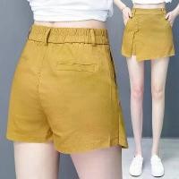 ราคา กางเกงขาสั้นผู้หญิง กระโปรงผ้าฝ้ายยางยืดแฟชั่นเกาหลี พลัสไซส์ เอวสูง กระโปรงลำลอง (1730510515343165667)