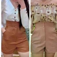 ราคา กางเกงขาสั้น กางเกงแฟชั่น ผญ กระดุมหน้า ซิปหน้า มีกระเป๋า2ข้าง ผ้าฮานาโกะ กางเกงขาสั้นผู้หญิง Women's clothing (1732202807839590609)