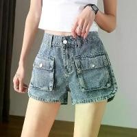 ราคา กางเกงขาสั้นผู้หญิง สีพื้น สไตล์อเมริกัน อเนกประสงค์ ทันสมัย หลายกระเป๋า กางเกงขาสั้นเอวสูง (1731617588073432999)