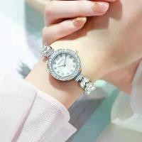 ราคา นาฬิกาควอทซ์สำหรับผู้หญิง หน้าปัดสีขาว/ดำ สายเงิน ทันสมัย คริสตัลแร่ หน้าปัด ประดับด้วยเครื่องประดับ เข็มกลัด (1731756244174931450)