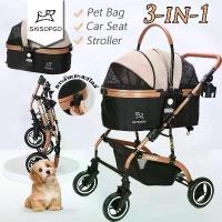 ราคา รถเข็นสัตว์เลี้ยง 3-in-1 รถเข็นสุนัข 4 ล้อ รถเข็นแยกสำหรับสุนัขและแมว กระเป๋าเดินทาง (1732052949545421228)