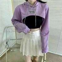 ราคา เสื้อกันหนาวผู้หญิง เสื้อกันหนาวมีฮู้ดสั้นพิเศษ เอวสูง ครอป สไตล์ฮิปฮอป แขนยาว เหมาะสำหรับนักเรียน เสื้อเชิ้ต (1731029814833219843)
